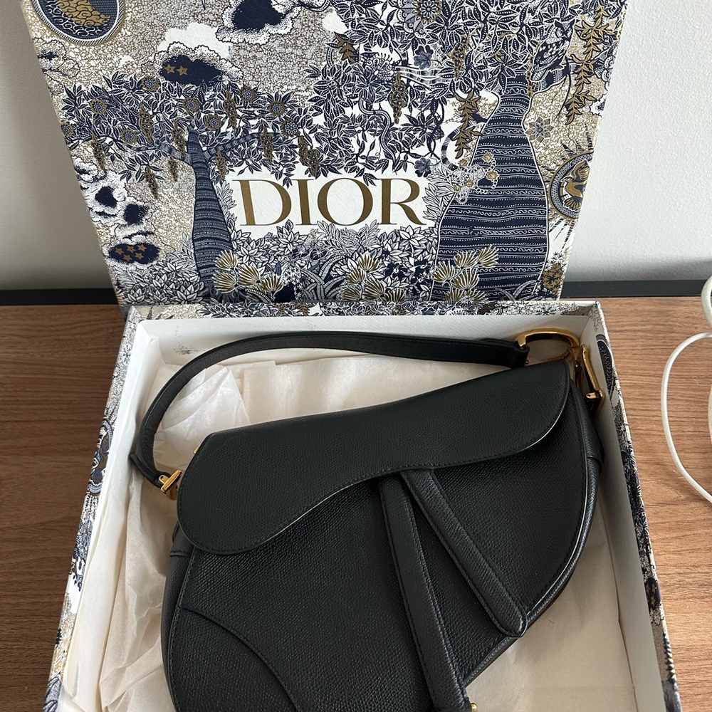 Dior Black Leather Shoulder Saddle Bag (Classic Size)